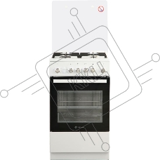 Плита газовая De Luxe 5040.30г (кр) ЧР белый/черный, конфорок 4 шт, духовка 43 л, 50 см x 85 см x 50 см