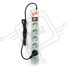 Фильтр-удлинитель Power Cube 1,9 м 6 розеток (серый) 10А/2,2кВт