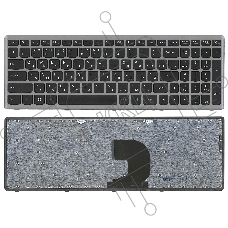 Клавиатура для ноутбука Lenovo IdeaPad Z500 черная с серой рамкой