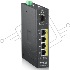 Коммутатор ZYXEL RGS100-5P, 5  Port unmanaged PoE Switch, 120 Watt PoE, DIN Rail, IP30, 12-58V DC