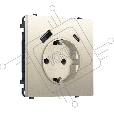 Комплект механизма электрической розетки SIGMA Шёлк 2USB A+C 20W (быст. зар.) с/з с/ш 16A-250V QUANT PRO (SP5500, PR160)