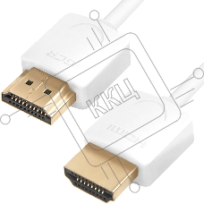 Ультратонкий кабель GCR HDMI2.0 для AppleTV, SLIM, 1.5m, белый, OD3.8mm, HDR 4:2:0, Ultra HD, 4K60Hz, 18.0 Гбит/с, 32/32 AWG GCR