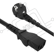 Кабель питания 0.5m, Евровилка угловая - С13, 3*0,75mm, черный, GCR-54240