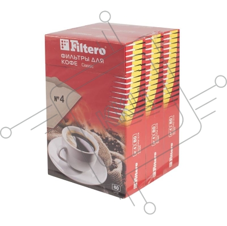 Фильтры для кофе для кофеварок Filtero №4 коричневый 1х4 (упак.:240шт)