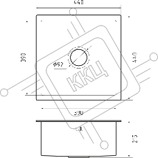 Кухонная мойка GRANFEST METAL 4444 PVD графит 1 чаша 390x390x205, монтаж: универсальный, материал: нержавеющая сталь, графит