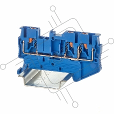 Клемма проходная VPR-2.5-TWIN-BU, зажим push-in, 3 точки подключения, 2.5 кв.мм, синий