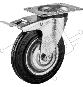 Колесо поворотное c тормозом d=160 мм, г/п 145 кг, резина/металл, игольчатый подшипник, ЗУБР Профессионал