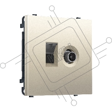 Комплект механизма розетки компьютерной + TV оконечной SIGMA Шёлк RJ-45 (8P8C) CAT6/50-870MHz 1dB с/ш QUANT PRO (SP5525, PR195)