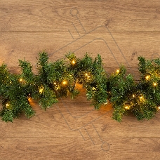 Еловый шлейф искуственный  2,7 м Теплое белое свечение 80 LED