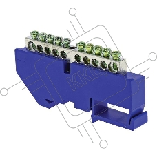 Шина нулевая N 6х9 10 отвер. никель син. изолятор на DIN-рейку PROxima EKF sn1-63-10-d