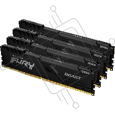 Оперативная память Kingston Fury Beast, DDR4, 128GB (4x32 GB), 3200 MHz, CL16, DIMM, с радиатором, чёрный