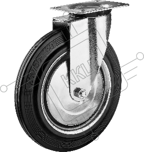 Колесо поворотное d=250 мм, г/п 210 кг, резина/металл, игольчатый подшипник, ЗУБР Профессионал