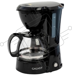 Кофеварка электрическая GALAXY LINE GL 0700, черная, капельная, 700 Вт, 0,75 л (4-6 чашек), многоразовый съемный фильтр, шкала максимального уровня воды, выключатель с индикатором работы, функция подогрева и поддержания температуры готового кофе, система 
