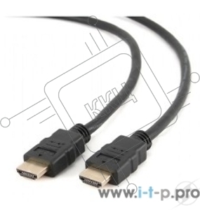 Кабель HDMI Cablexpert CC-HDMI4-0.5M, 19M/19M, v2.0, медь, позол.разъемы, экран, 0.5м, черный, пак