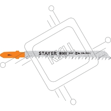Полотна STAYER, T111C, для эл/лобзика, HCS, по дереву, ДВП, ДСП, T-хвост., шаг 3мм, 75мм, 2шт