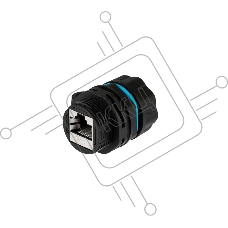 Индустриальный соединительный модуль, RJ-45(8P8C), FTP, CAT6, IP68 с защитным колпачком для кабеля