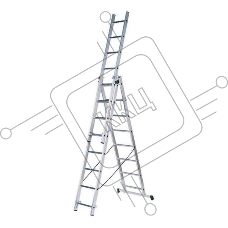 Лестница FIT 65434  трехсекционная алюминиевая 3х9 ступеней h=257/449/641см вес 11.18кг