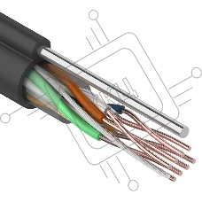 Кабель витая пара REXANT UTP 4PR 24AWG, CAT5e наружный (OUTDOOR) + ТРОС*1 (бухта 305 м)