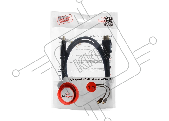 Кабель HDMI Cablexpert CC-HDMI4-1M, 19M/19M, v2.0, медь, позол.разъемы, экран, 1м, черный, пакет