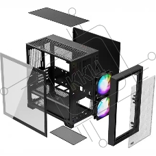 Компьютерный корпус без блока питания PCCooler C3D310 BK ARGB, Mini-Tower, TG, Mesh, 2x120mm ARGB, 2xUSB-A 3.0, mATX, mITX Black