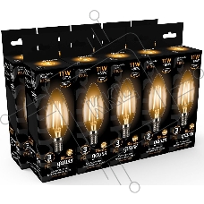 Лампа светодиодная филаментная Gauss 11Вт цок.: E14 свеча 220B 2700K св. свеч. бел.теп. C37 (упак.: 10 шт) (103801111)