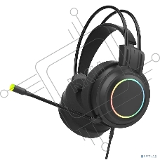 Perfeo игровая гарнитура RGF EARTH черная 1,8 м, разъем 3,5 мм (4 pin) и USB (LED), переходник