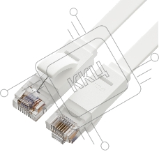 Патч-корд Greenconnect PROF плоский прямой 1.0m, UTP медь кат.6, белый, 30 AWG, ethernet high speed 10 Гбит/с, RJ45, T568B, GCR-51787