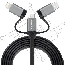 Кабель Crown USB - microUSB/USB Type-C/Lightning CMCU-3182 черный
