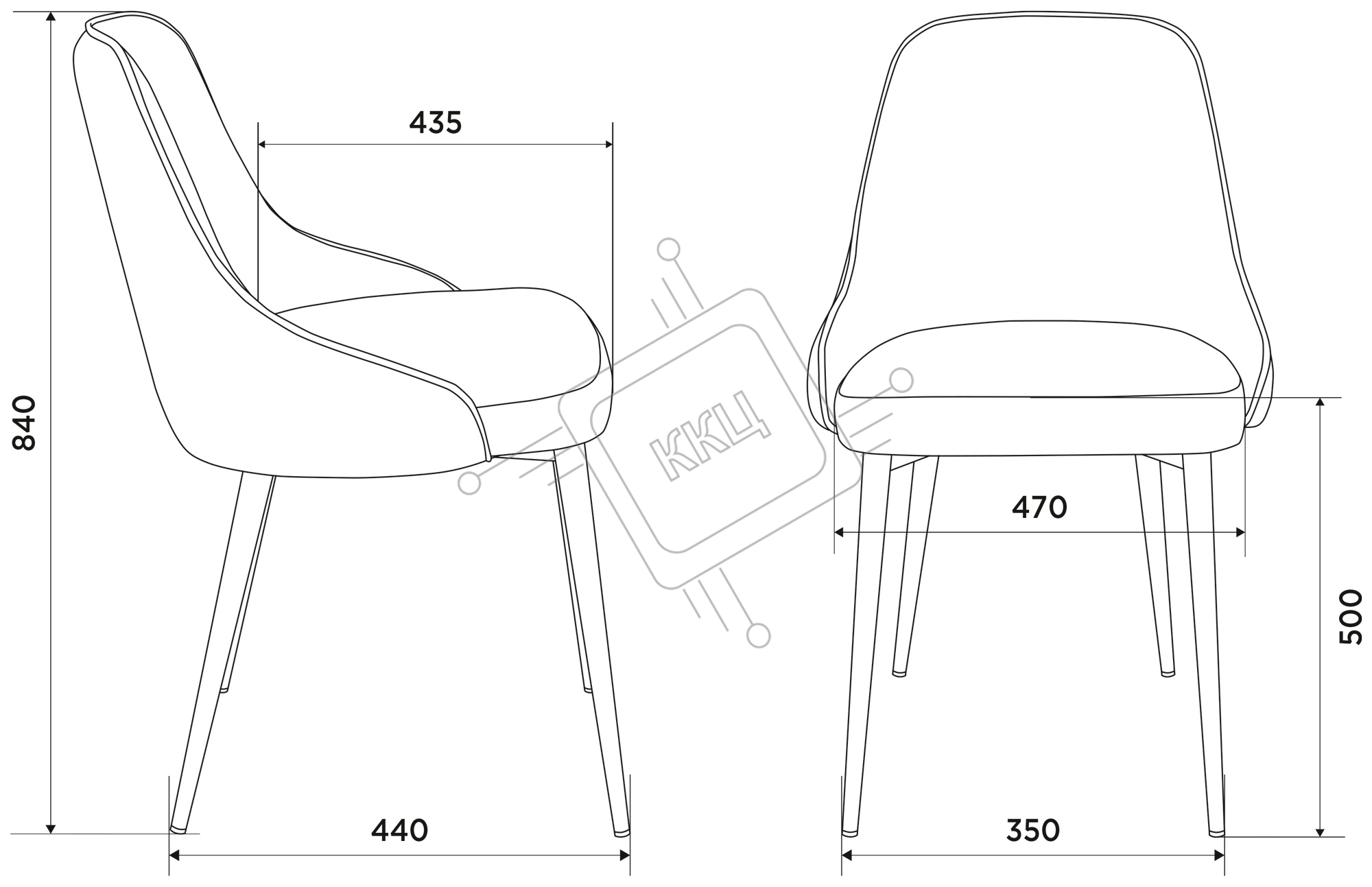 Стул для кухни Бюрократ KF-5 Velvet 20 молочный, металл черный, на ножках (KF-5/VELV20)