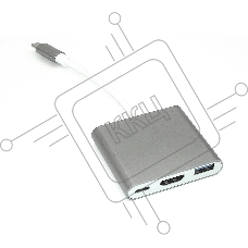 Адаптер Type-C на USB, HDMI 4K Type-С для MacBook, серый