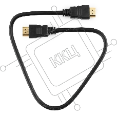 Кабель HDMI Cablexpert CC-HDMI4-0.5M, 19M/19M, v2.0, медь, позол.разъемы, экран, 0.5м, черный, пак