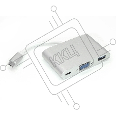 Адаптер Type-C на VGA, USB 3.0 + Type-С для MacBook, серебристый