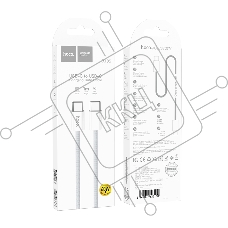Кабель USB2.0 Hoco Type-C/Type-C, 3А, 60Вт, силиконовая оплетка, X105, 1м, белый, коробка