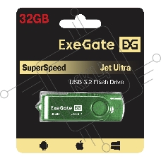 Exegate EX302051RUS USB-флеш накопитель ExeGate Jet Ultra 32GB зеленый (USB3.0/=USB3.1 Gen1/=USB3.2 Gen1 5Gbps, пластик/металл)