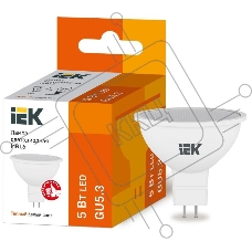 Лампа светодиодная ECO MR16 5Вт 3000К тепл. бел. GU5.3 450лм 230-240В ИЭК LLE-MR16-5-230-30-GU5