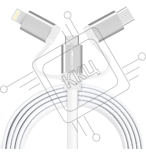 Кабель Crown USB - microUSB/USB Type-C/Lightning CMCU-3182 white