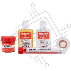 Набор для пайки REXANT К1 универсальный (припой, флюс ПК, флюс СКФ, канифоль, оплетка)