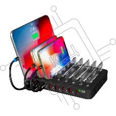 Сетевая зарядка GCR на 8 USB портов, черный Сетевая зарядка GCR на 8 USB портов, черный
