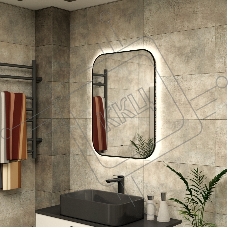 Зеркало Bau Black Rand 60х80, с LED фоновой подсветкой, бесконтактным сенсором, черной окантовкой