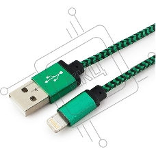 Кабель Gembird  USB 2.0 Cablexpert CC-ApUSB2gn1m, AM/Lightning 8P, 1м, нейлоновая оплетка, алюминиевые разъемы, зеленый, пакет