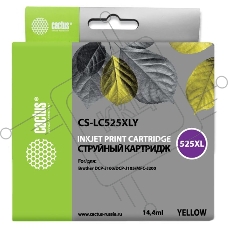 Картридж струйный Cactus CS-LC525XLY желтый (14,4 мл) для Brother DCP-J100/J105/J200