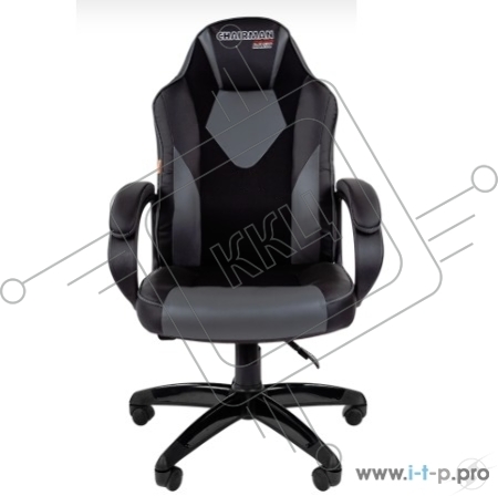Кресло Chairman game 17 чёрное/серое Игровое кресло (Экокожа/Ткань TW, пластик, газпатрон 3 кл, ролики, механизм качания)