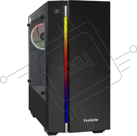 Корпус Miditower ExeGate EVO-9201 Black-RGB light, ATX, <без БП>, с окном, 2*USB+1*USB3.0, HD Audio