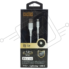 Кабель Cactus CS-LG.USB.A-1.2 USB (m)-Lightning (m) 1.2м белый блистер