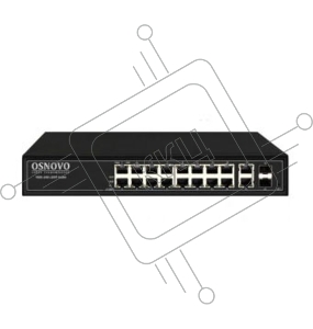Коммутатор управляемый L2 PoE OSNOVO SW-8182/L(300W) Gigabit Ethernet на 16 RJ45 PoE + 2 x RJ45 + 2 GE SFP портов, до 30W на порт, суммарно до 300W
