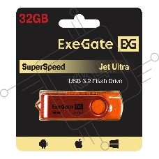 Exegate EX302053RUS USB-флеш накопитель ExeGate Jet Ultra 32GB оранжевый (USB3.0/=USB3.1 Gen1/=USB3.2 Gen1 5Gbps, пластик/металл)