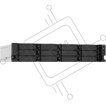 Сетевое хранилище без дисков SMB QNAP TS-1273AU-RP-8G NAS 12 HDD trays, 2x 2.5 GbE, rackmount, 2 PSU. 4-core AMD V1500B  2,2 GHz , RAM 8 GB (8 GB UDIMM DDR4 (1 x 8 GB) up to 32 GB (2 x 16 GB)). W/o rail kit RAIL-B02