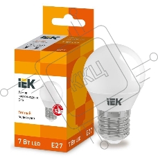 Лампа Iek LLE-G45-7-230-30-E27 светодиодная ECO G45 шар 7Вт 230В 3000К E27 IEK