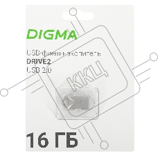 Флеш диск Digma 16Gb DRIVE2 DGFUM016A20SR USB2.0 серебристый