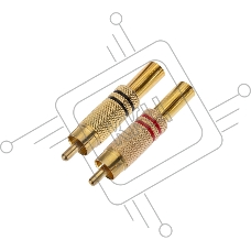 Разъем штекер Proconnect RCA металл пайка ZN черный/красный GOLD